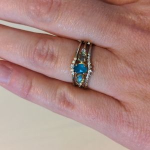 Local Eclectic March birthstone ring set
